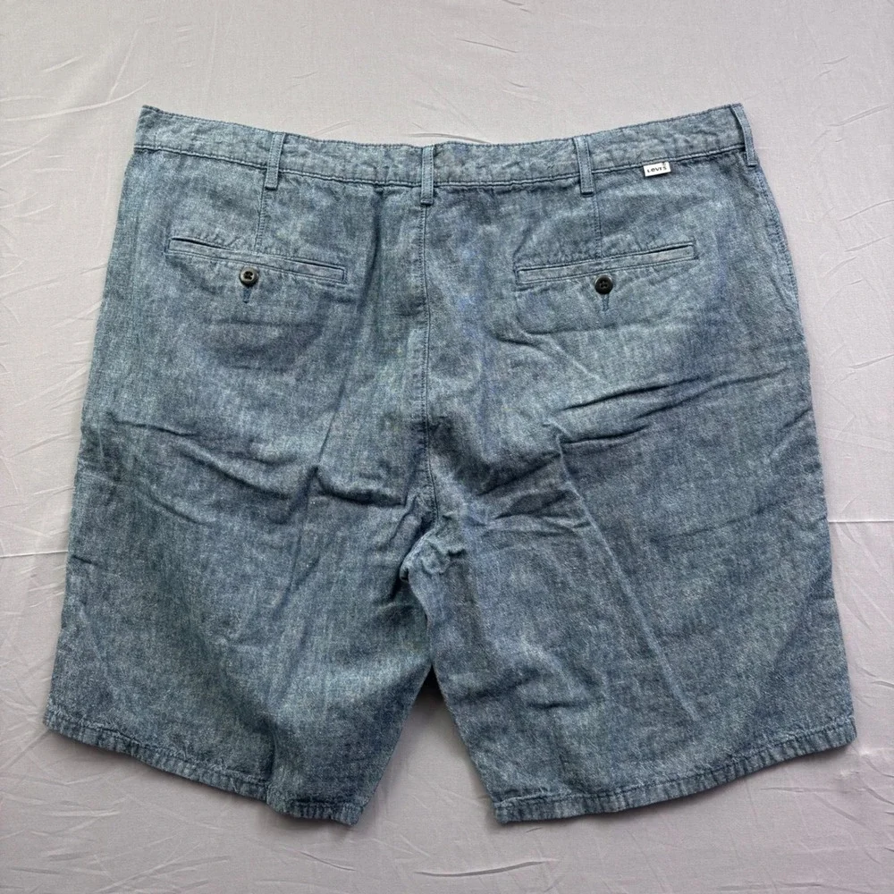 Levis‎ Mens Blue Linen Cotton Blend Chino Shorts Size 42 S40196 Chambray Style
